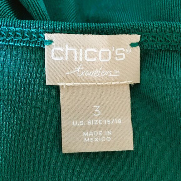 Chicos Travelers Pants & Top Set Sz 16 Teal Green Wrinkle Free NWOT - Picture 4 of 8